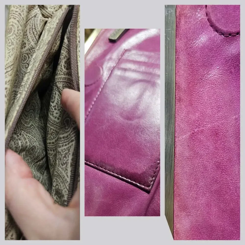 Hobo International Lauren Purple Mulberry Embroidered Leather Clutch Wallet